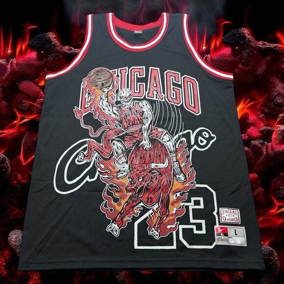 Ultra Rare Warren Lotas Michael Jordan Chicago Bulls Jersey Black Size Large - Picture 1 of 7